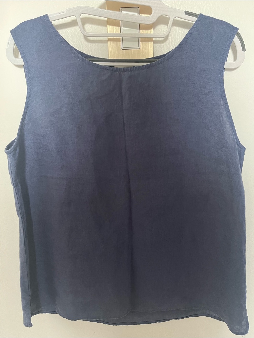 L.L. Bean Navy Sleeveless Linen-Cotton Blend Camisole